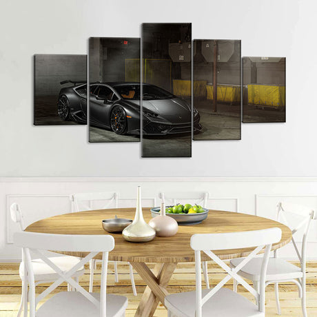 5 Piece Black Lamborghini Huracan Canvas Wall Art