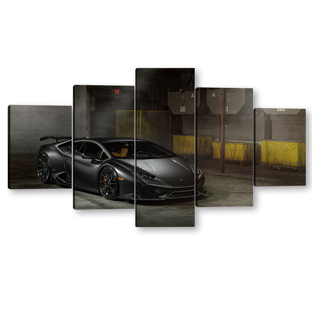 5 Piece Black Lamborghini Huracan Canvas Wall Art