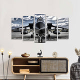 5 Piece Black Military Airplane Canvas Wall Art