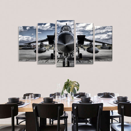 5 Piece Black Military Airplane Canvas Wall Art