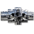 5 Piece Black Military Airplane Canvas Wall Art