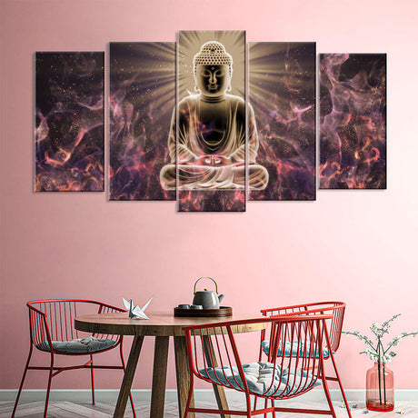 5 Piece Bright Lord Buddha Canvas Wall Art