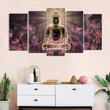 5 Piece Bright Lord Buddha Canvas Wall Art