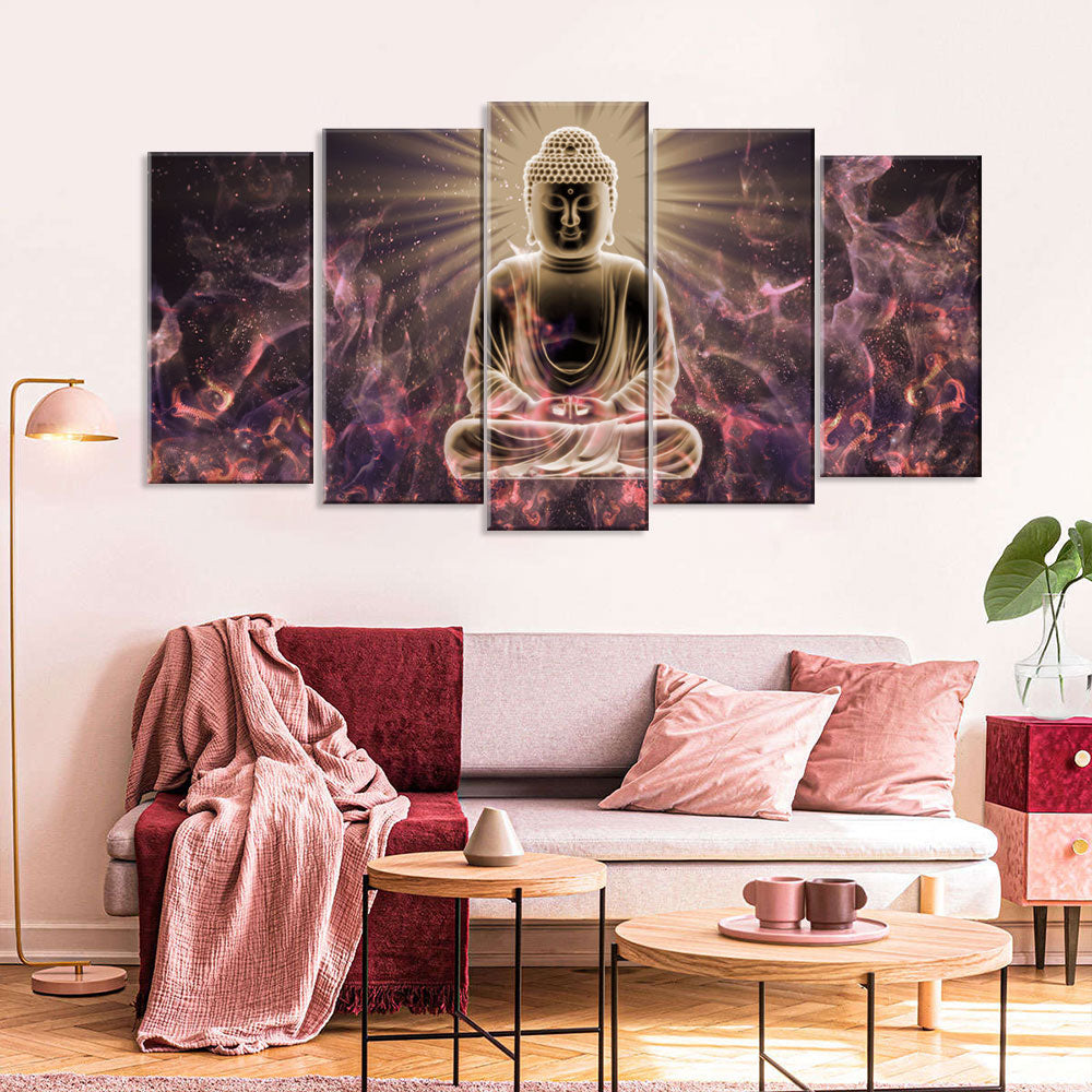 5 Piece Bright Lord Buddha Canvas Wall Art