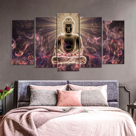 5 Piece Bright Lord Buddha Canvas Wall Art