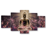 5 Piece Bright Lord Buddha Canvas Wall Art