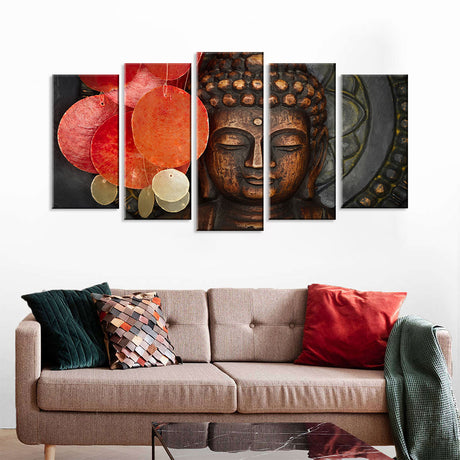 5 Piece Buddha Buddhism Portrait Canvas Wall Art