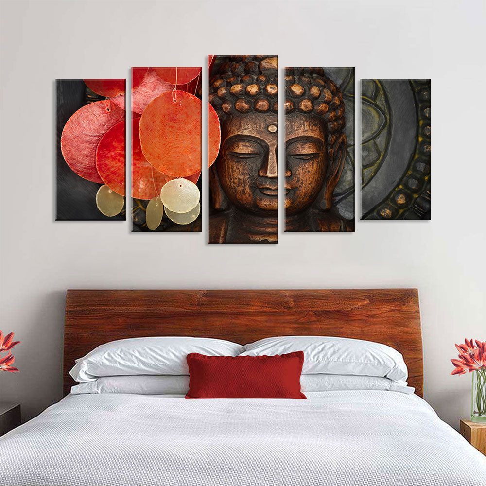 5 Piece Buddha Buddhism Portrait Canvas Wall Art