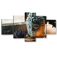 5 Piece Buddha Head with Candle Canvas Wall Art