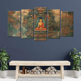 5 Piece Buddha Painting Canvas Wall Art