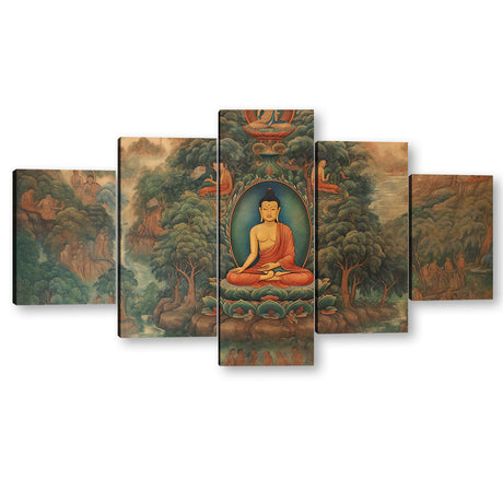 5 Piece Buddha Painting Canvas Wall Art