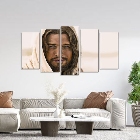 5 Piece Canvas Art Featuring Portrait of Jesus Christ