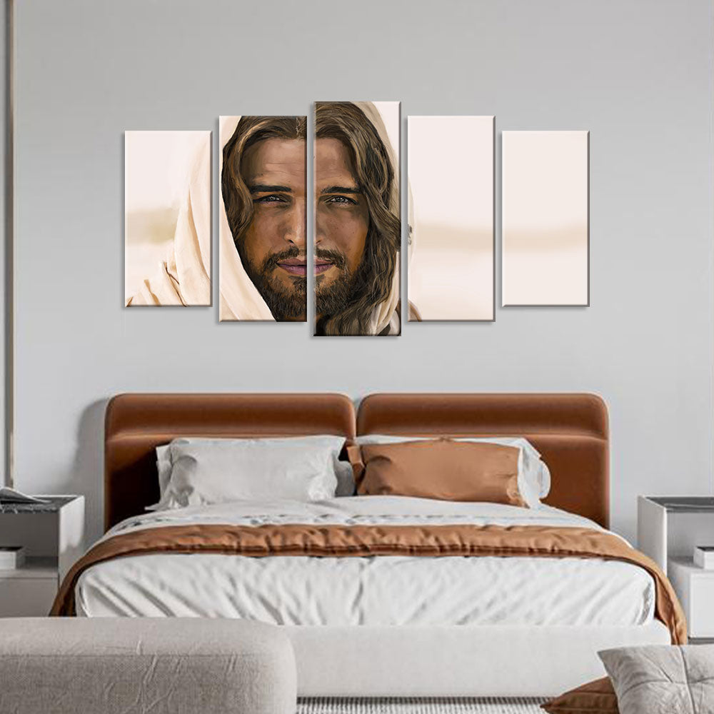 5 Piece Canvas Art Featuring Portrait of Jesus Christ