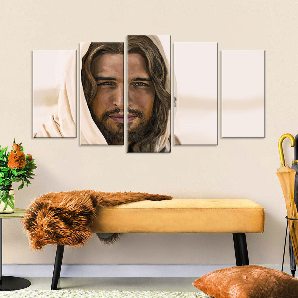 5 Piece Canvas Art Featuring Portrait of Jesus Christ