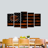 5 Piece Chicago Bears in American Flag Canvas Wall Art