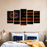 5 Piece Chicago Bears in American Flag Canvas Wall Art