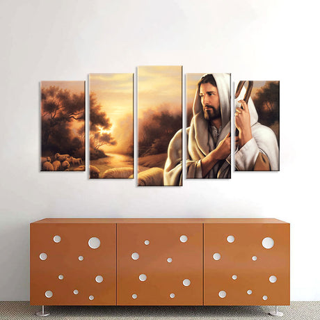  5 Piece Christian Jesus the Savior Canvas Wall Art 