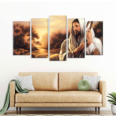  5 Piece Christian Jesus the Savior Canvas Wall Art 