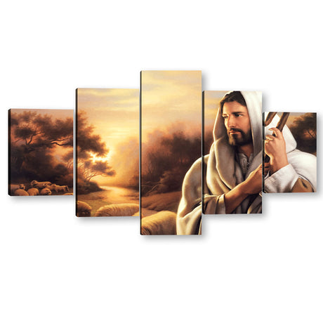  5 Piece Christian Jesus the Savior Canvas Wall Art 