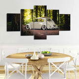 5 Piece Classic Volkswagen Beetle in Forest Canvas Wall Art