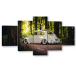 5 Piece Classic Volkswagen Beetle in Forest Canvas Wall Art