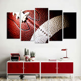 5 Piece Close-Up American Football Canvas Wall Art