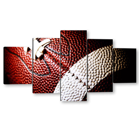 5 Piece Close-Up American Football Canvas Wall Art