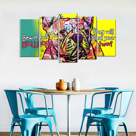 Colorful Bulldog 5-Piece Canvas Wall Art