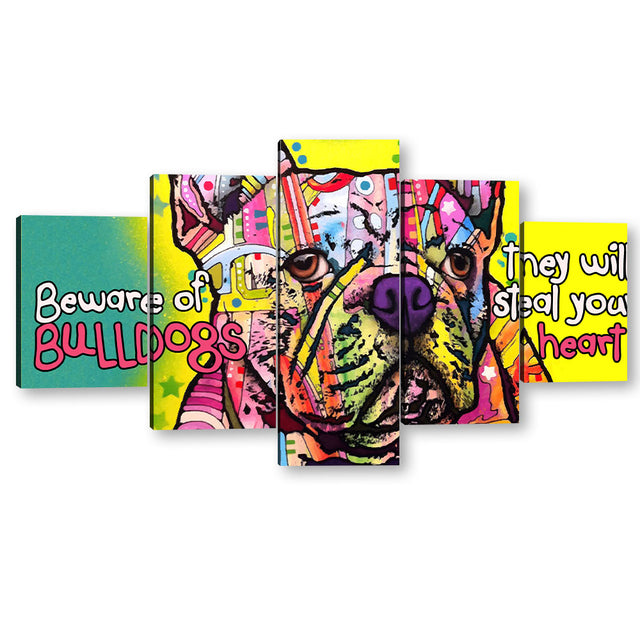 Colorful Bulldog 5-Piece Canvas Wall Art