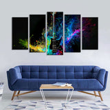 5 Piece Colorful Electric Guitar Splash Canvas Wall Art