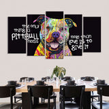 Colorful Pitbull 5-Piece Canvas Wall Art