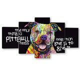 Colorful Pitbull 5-Piece Canvas Wall Art