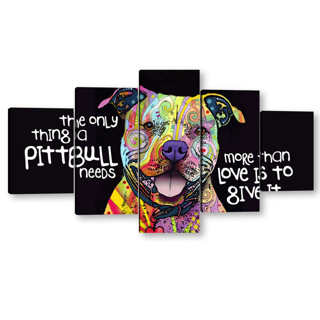 Colorful Pitbull 5-Piece Canvas Wall Art