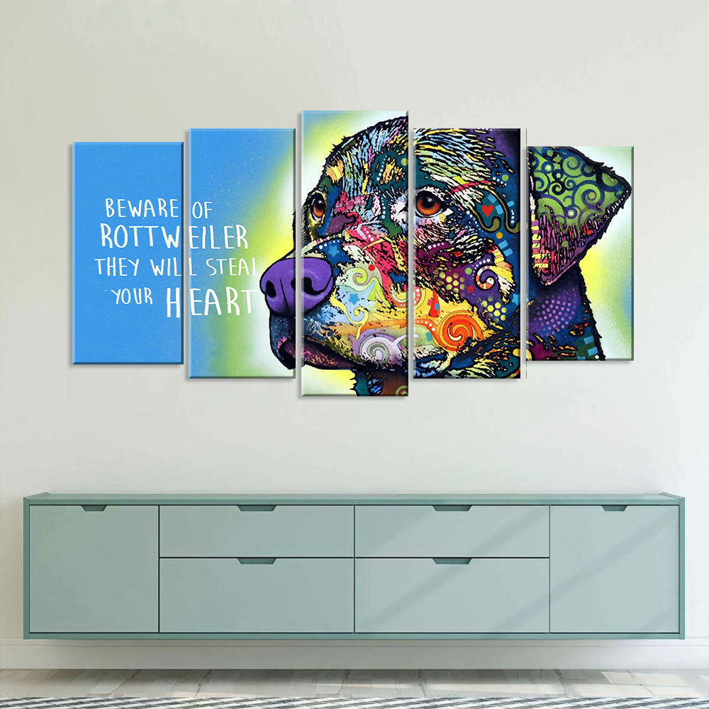 Colorful Rottweiler Canvas Wall Art