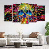 5 Piece Colorful Skull Canvas Wall Art