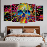 5 Piece Colorful Skull Canvas Wall Art