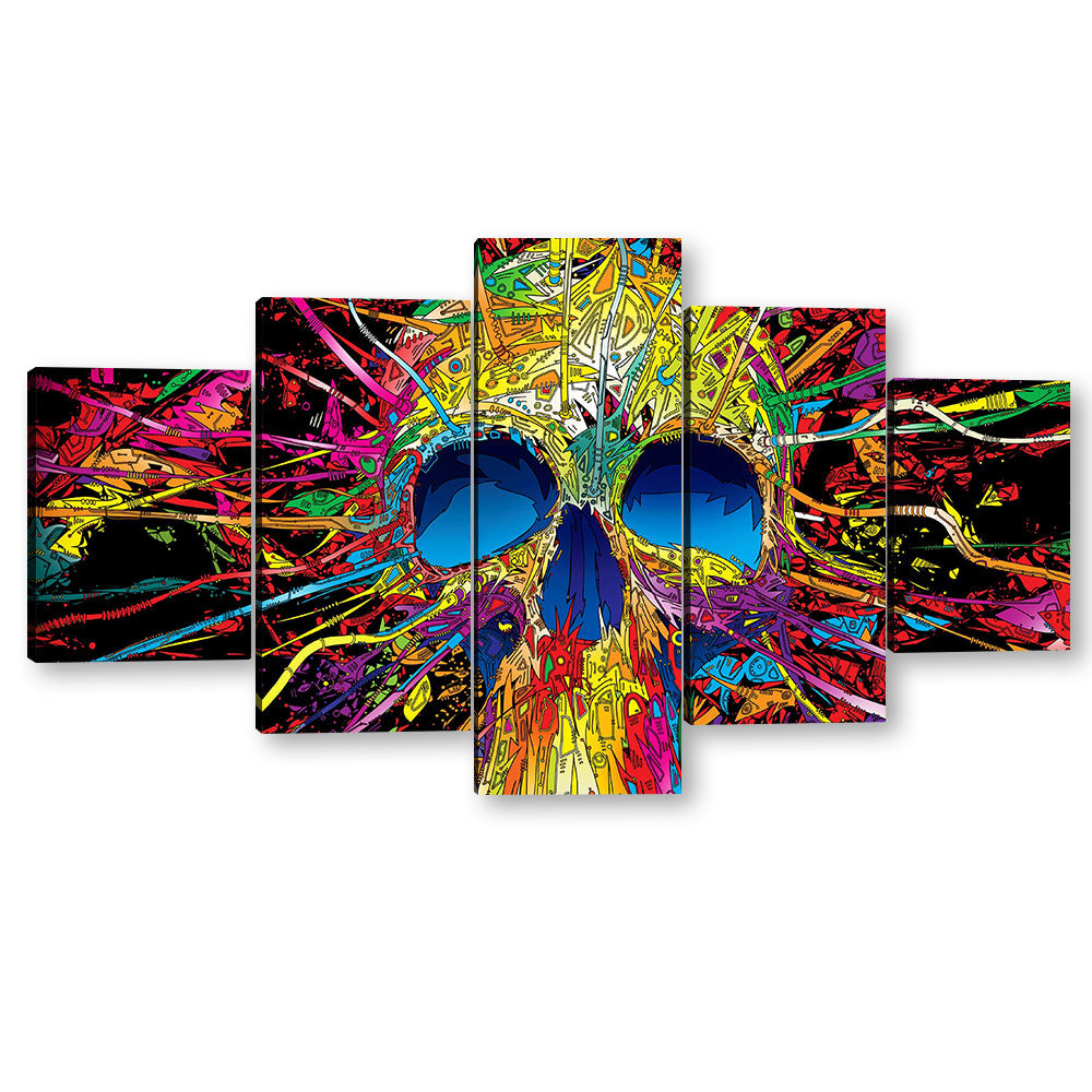 5 Piece Colorful Skull Canvas Wall Art