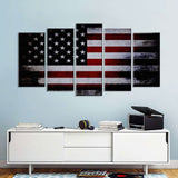 5 Piece Dark American Flag Canvas Wall Art