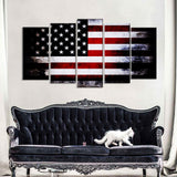 5 Piece Dark Faded American Flag Canvas Wall Art