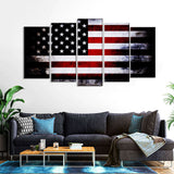 5 Piece Dark Faded American Flag Canvas Wall Art