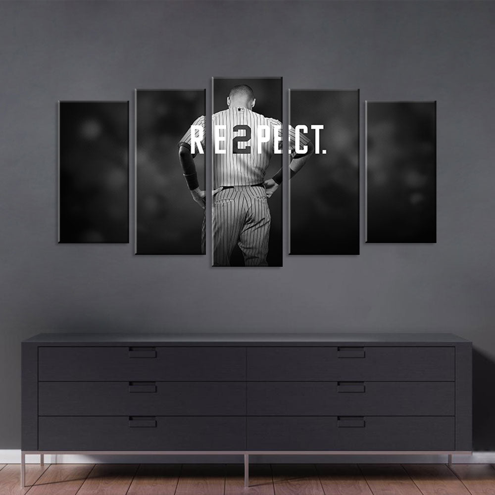 5 Piece Derek Jeter Respect Tribute Canvas Wall Art