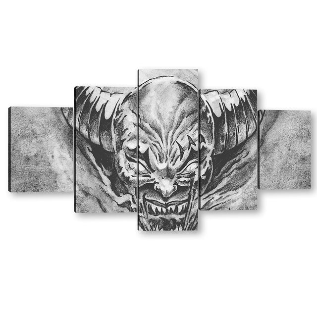 5 Piece Devil with Big Horns Canvas Wall Art