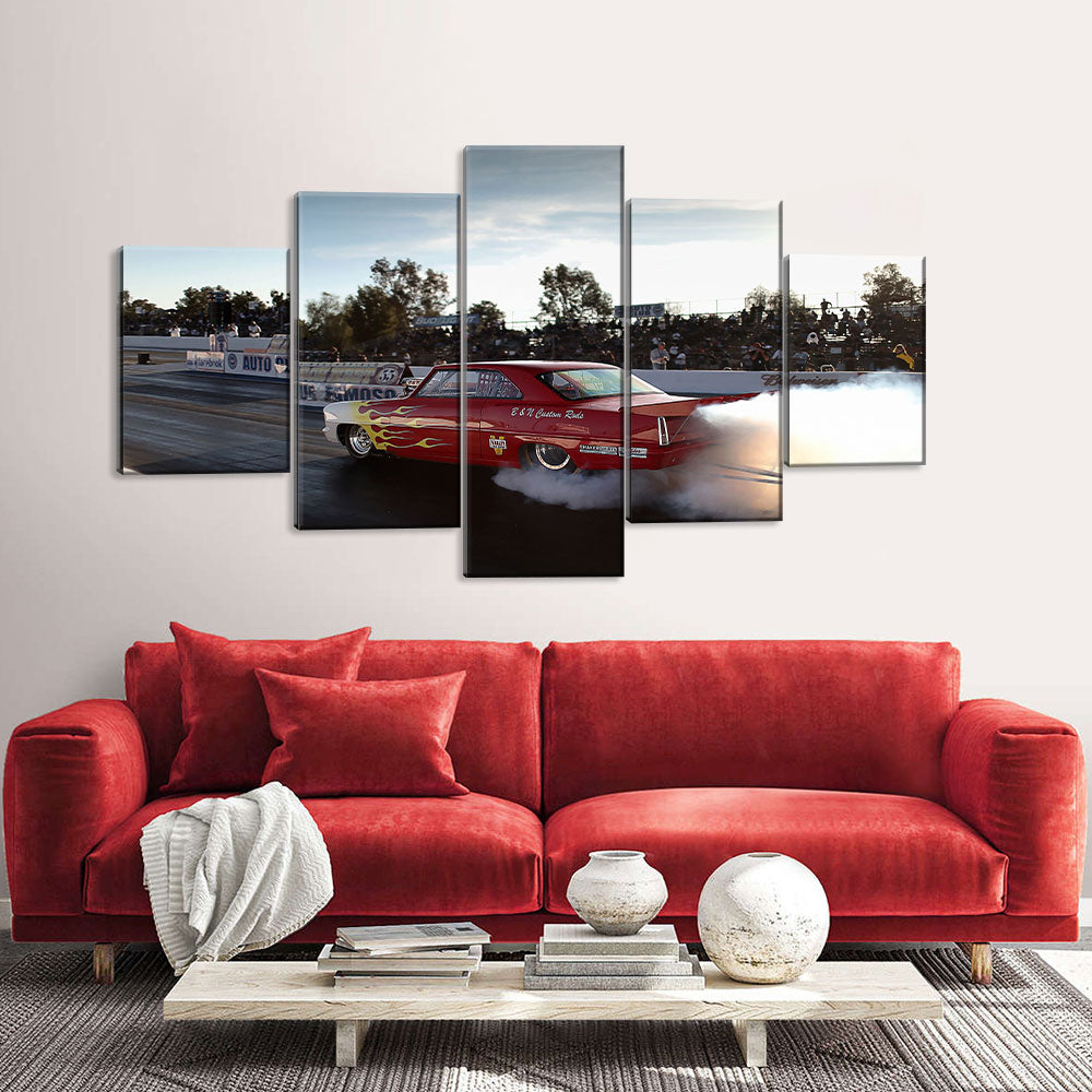 5 Piece Drag Race Car Canvas Wall Art