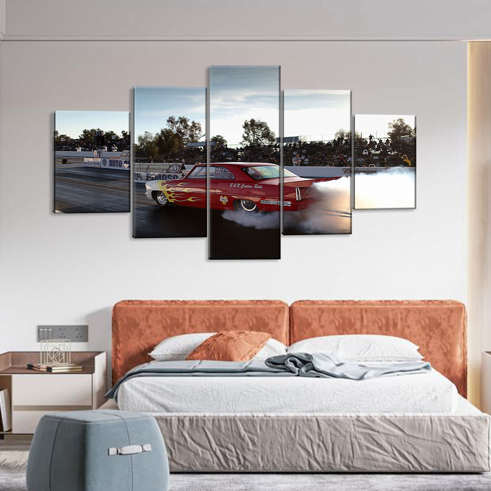 5 Piece Drag Race Car Canvas Wall Art