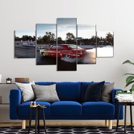 5 Piece Drag Race Car Canvas Wall Art