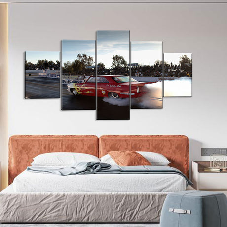 5 Piece Drag Race Car Canvas Wall Art