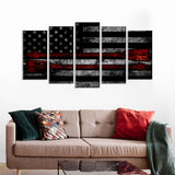 5 Piece Dual Red Arrows in American Flag Canvas Wall Art