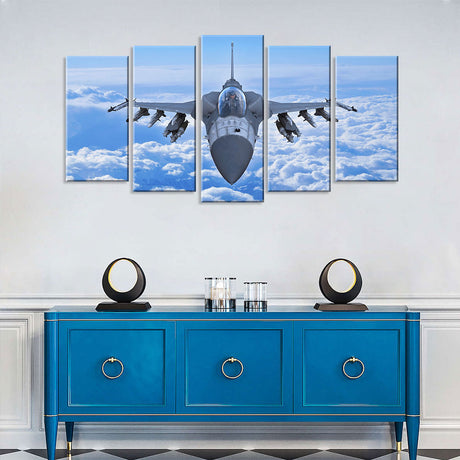 5 Piece F16 Fighting Falcon Canvas Wall Art