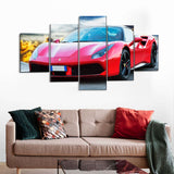 5 Piece Ferrari 488 GTB On Road Canvas Wall Art