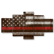 5 Piece Firefighter Support American Flag Canvas Wall Art